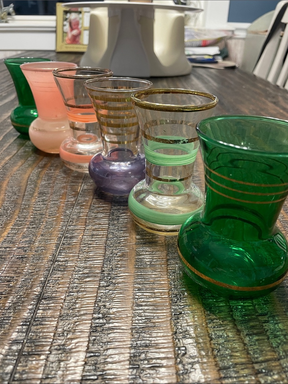 Vintage MCM
Miniature Bud Vase
Lot Set of 6 Bartlett
Collins Retro Rainbow
Glass
